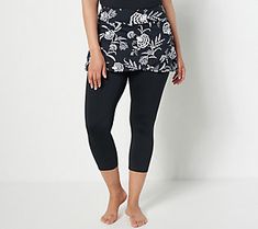 How cute?! These cropped leggings are wrapped in a skirt to give you an athletic look that's highly stylish. Wear them to the pool, the beach, or for a workout to sport a 'fit that's totally trendy. From Lands' End. Upf 50+ Stretch Swim Skirt, Mini Length Swim Skirt With Built-in Shorts And Stretch, Short Elastane Swim Skirt With 4-way Stretch, Casual Moisture-wicking Swim Skirt With 4-way Stretch, Poolside Swim Skirt With 4-way Stretch And Built-in Shorts, Swim Leggings, Athletic Looks, 2 Piece Swimsuits, Upf 50