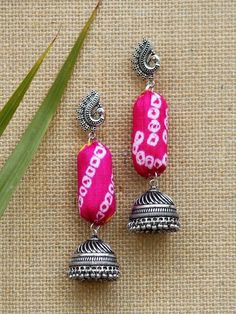 Fabric Earrings Handmade, Diy Fabric Jewellery, Oxidised Silver Jewelry, Cotton Jewelry, Quirky Jewelry, Junk Jewelry, Silk Thread Jewelry, Terracotta Jewellery, Fabric Earrings