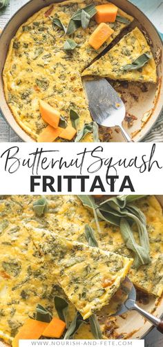 two images showing different types of frittata