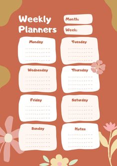 a weekly planner with flowers on it and the words,'week planners'written in white