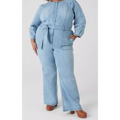 Lane Bryant Sz 20 Short Light Blue Denim Wide Leg Overall Jumpsuit Belted Pockets- Please See Measurements In Photos. The Pit To Pit Is 23 Inches. Inseam Is 29.5. Compare Measurements To Items In Your Closet That Fit To Insure A Good Fit For You. New With Tags. Daring, Feminine Denim Takes Form In This Long-Sleeve Jumpsuit. Complete With Puff-Sleeves, A Waist-Defining Belt And Easy Zip-Front, It's An Effortlessly Cool, One-And-Done Outfit Pick Of This Season (And Next). Crew Neck. Long Puff Slee Blue Straight Leg Jumpsuits And Rompers For Fall, Blue Straight Leg Jumpsuits And Rompers For Work, Blue Straight Leg Jumpsuit For Work, Blue Jumpsuit With Straight Leg For Work, Denim Wide Leg, Overall Jumpsuit, The Pit, Long Sleeve Jumpsuit, Long Puff Sleeves