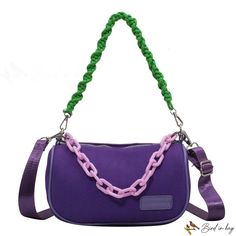 Bird in Bag - Bag female new design clash color chain handheld armpit bag casual shoulder crossbody bag Trendy Purple Baguette Bag For Everyday Use, Trendy Shoulder Bag With Chain Strap, Trendy Purple Shoulder Bag, Purple Shoulder Bag With Chain Strap For Everyday, Everyday Purple Shoulder Bag With Chain Strap, Purple Shoulder Bag With Chain Strap, Armpit Bag, Street Trends, Purple Bags