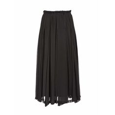 Charcoal crepe maxi skirt with lavender contrast stitching and inner lining, zip closure from COMME DES GARÇONS. Item ID: CDG40004 Composition: Silk Black Silk Voluminous Skirt, Black Voluminous Silk Skirt, Black Silk Pleated Skirt Bottoms, Black Silk Bottoms With Pleated Skirt, Black Pleated Silk Skirt, Formal Asymmetrical Flowy Pleated Skirt, Black Silk Full Skirt, Formal Ruffled Skirt In Relaxed Fit, Black Silk Maxi Skirt For Spring