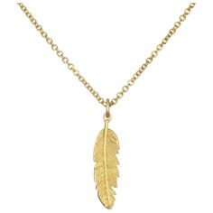 Symbolizing light, trust, and freedom, Faye Kim's feather charm necklace is handcrafted in 18k gold*. Great worn alone or layered with other pieces. *Faye Kim's signature 18k green gold is comprised of 75% pure gold and 25% silver. Customizable in other precious metals and finishes. Feather Length: 29.5 mm Chain: 1.1 mm 16"/18" adjustable Large Feathers, Gold Feathers, Feather Charms, Modern Necklaces, Modern Pendant, Green Gold, Modern Jewelry, Cable Chain, Green And Gold