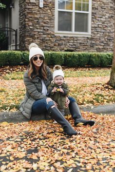 wearing @Bernardocoats with my mini Fall Baby Pictures, Hunter Outfit, Fall Outerwear, Black Winter Coat, Small Photos, Professional Outfits