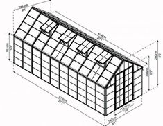 a drawing of a greenhouse with measurements for the roof