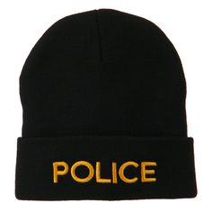 Police Embroidered Long Cuff Beanie Long Beanie, Embroidered Beanie, Grey Beanie, Themed Events, Sticker Patches, Patch Design, Custom Hats, Law Enforcement, Beanie Hat