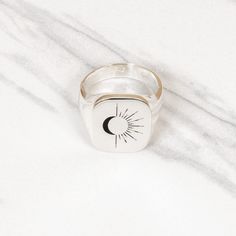 * This Sun And Moon Signet ring is stylish and pretty ideal for everyday use. Engraving details of 925k handmade silver ring are very detailed and eye-catching. The ring is coated with rodium to emphasize the details of engraving * * Material: High Quality Solid 925 Sterling Silver - Surface width: 15mm x 17mm = 0.59 Inch x 0.67 Inch * Engraved Signet Ring will be completely handmade. - I hope this elegant but stylish ring is also a great personalized Birthday Gift and Bridesmaid Gift. A special Spiritual Open Ring With Sun And Moon Design, Adjustable Moon Shaped Symbolic Rings, Symbolic Moon-shaped Adjustable Rings, Symbolic Sun And Moon Open Ring, Adjustable Ring With Sun And Moon Design, Adjustable Sun And Moon Design Rings, Mystical Crescent Rings With Sun And Moon Design, Symbolic Sterling Silver Ring With Sun And Moon Design, Moon Signet Ring