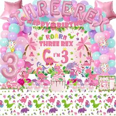 PRICES MAY VARY. WORTH THE PRICE: Our three rex girl dinosaur birthday party decorations kit not only has many suits but is also has good quality. Just one set is enough to set up a perfect party for girls. WHAT CAN YOU GET IN PARTY: Our 3rd girl dinosaur party decorations set includes 1 Three Rex Backdrop, 24 Cupcake Topper, 85 Pcs Latex Balloons (13 Styles), 4 Pink Dinosaur Centerpieces, 13 Foil Balloons,1 Banner, 1 Cake Toppers, 1 Crown, 1 Poster, 2 Tablecloths, 2 Sheet Temporary Tattoos. SAF 3rd Birthday Party Ideas Girl, 3rex Birthday Party Girl, 3rd Girl Birthday Party Themes, Three Year Old Birthday Party Girl, Girl Dinosaur Party Decorations, 3rd Birthday Party Themes, Dinosaur Centerpieces, Pink Dinosaur Party, Dinosaur Birthday Decorations