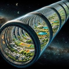 an artist's rendering of a futuristic city in the sky