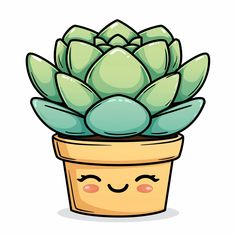 a cute little potted plant with eyes drawn on it's face and smiling