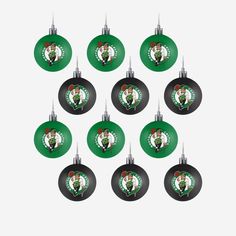 Boston Celtics 12 Pack Ball Ornament Set Foco - FOCO.com Logo D, Plastic Ball, Logo Display, Deck The Halls, Boston Celtics, Ball Ornaments, Ornament Set, Xmas Tree, Holiday Cheer