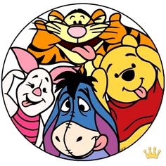 winnie the pooh, tigger, piglet and eenies in a circle