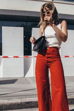 Jesse Kamm Sailor Pant Jesse Kamm Sailor Pant, Red Pants, Mode Inspo, Inspired Outfits, Looks Style, Mode Inspiration, 70s Fashion