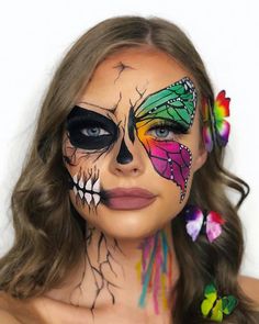 Themed Makeup, Creative Halloween Makeup, Mexican Clothing, Maquillage Yeux Cut Crease, Halloweenský Makeup, Creepy Halloween Makeup, Cute Halloween Makeup