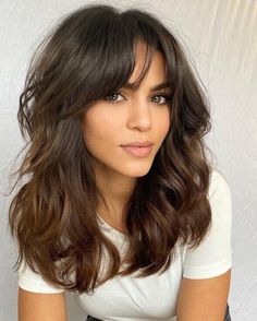 Armpit-Length Shag with Curtain Bangs Armpit Length Hair, Textured Haircut, Thick Wavy Hair, Trending Haircuts, Long Wavy Hair, Medium Hair Cuts