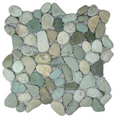 some rocks are arranged on top of each other to make a mosaic tile wall decoration