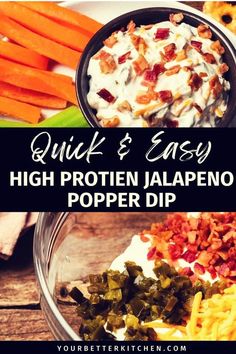 the ingredients to make high protein jalapeno popper dip