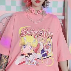 Harajuku Bag, Geek Outfit, Kawaii Tops, Sailor Moon Shirt, Moon Cartoon, Sailor Moon S, Kawaii Harajuku, Harajuku Outfits, Moon Shirt