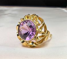 Beautiful 1950s vintage 14k gold amethyst ring, hallmarked, US Size 8 1/2, in good vintage condition. Box on the photos not included! Material: 14k gold (585 gold), amethyst total weight: 8 g US Size: approx. 8 1/2 (EU size 58) Art Deco Gold Amethyst Ring, Gold Amethyst Art Deco Ring, Gold Art Deco Amethyst Ring, Vintage 14k Gold Amethyst Ring For Formal Occasions, 14k Gold Vintage Amethyst Ring For Formal Occasions, Gold Amethyst Art Deco Ring Collectible, Gold Art Deco Amethyst Ring Collectible, Vintage Amethyst Ring, Gold Amethyst Ring