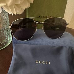 Brand New Gucci Aviator Sunglasses Casual Gucci Aviator Sunglasses For Summer, Gucci Casual Aviator Sunglasses For Summer, Elegant Gucci Aviator Sunglasses With Polarized Lenses, Trendy Gucci Aviator Sunglasses, Gucci Aviator Sunglasses For Summer, Chic Gucci Aviator Sunglasses With Gradient Lenses, Elegant Gucci Aviator Sunglasses With Uv Protection, Casual Black Gucci Aviator Sunglasses, Elegant Gucci Polarized Aviator Sunglasses