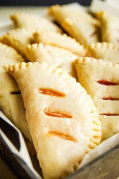 several pieces of pie in a metal pan