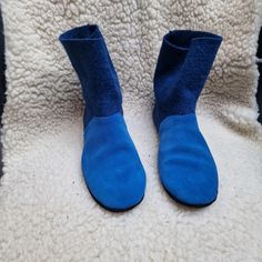 Boiled wool/leather ankle slippers BLUE color ... FEEL like a barefoot ... Custom made (2-4 business days) -*-*-*-*-*-*-*-*-*-*-*-*-*-*-*-*-*-*-*-*-*-*-*-*-*-*-*-*-*-* Slippers are made from the highest quality wool and leather. They are warm and ideal for barefoot wear, because wool pad makes massages for feet. Slippers are light, almost like of usual wool socks, therefore the foot does not have to wear any additional weight. All of us love walking barefoot! Going barefoot is the best! ... FEEL Blue Winter Boots With Rubber Sole, Winter Blue Boots With Rubber Sole, Blue Leather Slippers With Round Toe, Feet Slippers, Slippers Boots, Walking Barefoot, Boiled Wool, Wool Socks, Leather Slippers