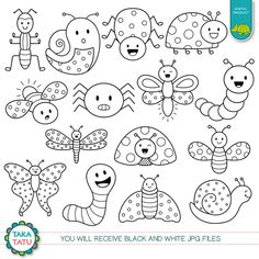 you will receive black and white bugs to print out for the children's art project