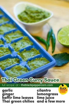 the green curry sauce is ready to be cooked in the oven or on the grill