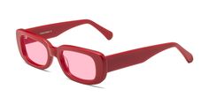 Unisex red wide rectangle full-rim sunglasses frames are available in variety of colors to match any outfit. These affordable qualified horn-rimmed hipster grandpa tinted sunglasses include free single-vision prescription medium pink tinted lenses with AR and 100% UV protection, a case and a cleaning cloth. Bifocal and progressive lenses are supported. This hipster pair of glasses from the Couch collection is everything you need to go out in style and dazzle with your looks. The thick, wide temp Cheap Red Rectangular Sunglasses, Hipster Glasses, Eyewear Trends, Progressive Lenses, Red Sunglasses, Pink Frames, Tinted Sunglasses, Medium Purple, Prescription Sunglasses