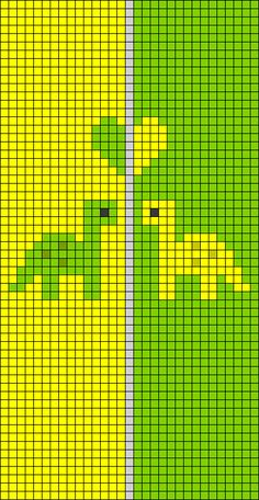 a cross stitch pattern with yellow and green squares