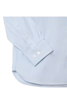 Crisp and smart, this pinstripe shirt cut from cotton-blend poplin sports a touch of stretch to keep you moving comfortably day and night. Spread collar Long sleeves 78% cotton, 18% nylon, 4% elastane Machine wash, tumble dry Made in Turkey Pinstripe Cotton Top With Spread Collar, Casual Pinstripe Dress Shirt With Striped Collar, Striped Cotton Tops For Business, Pinstripe Cotton Business Tops, Pinstripe Cotton Top For Business, Pinstripe Shirt, Cut Shirts, Day And Night, Button Up Shirts