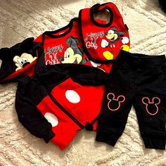 Disney Mickey Mouse Matching Set Baby Boy’s 0-3 Month Short Sleeve Onesie With Snap Closure Matching Jogger Pants With Embroidered Mickey Mouse Ears On Knees So Cute, And Embroidered Mickey On The Bum / Back And Matching Snap Bib And Matching Hooded Ears Mickey Mouse Face On Hood Zip Up Sweatshirt. Like New Never Worn. Mickey Mouse Face, Zip Up Sweatshirt, Baby Mouse, Mickey Mouse Ears, Baby Things, Mouse Ears, Baby Disney, Baby Boy Newborn, Disney Mickey Mouse