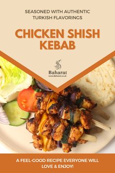 chicken shish kebab served on a plate