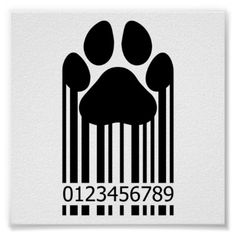 a bar code with a dog's paw on it