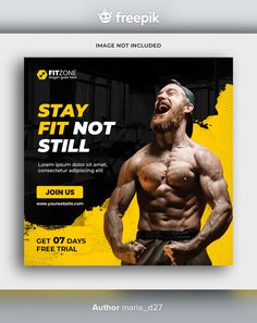 Gym Poster, Facebook Cover Design, Desain Editorial, Visiting Card Design, Workout Posters, Free Social Media