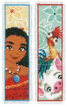 two cross stitch bookmarks with different designs