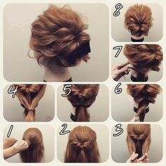 Hair Fancy, Hairstyle For Long Hair, Easy Bun Hairstyles, Hair Bun Tutorial, Hair Arrange, Fancy Hairstyles, Girl Short Hair