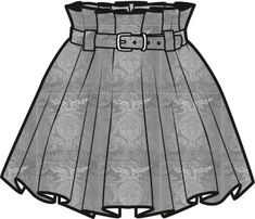 a drawing of a skirt with buckles on the waist and belt at the waist