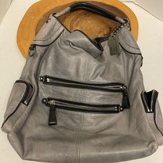 Great Condition With Some Visible Signs Of Wear Leather Hobo Bag, Leather Hobo, Hobo Bag, Coach Bags, Black And Grey, Bag Lady, Leather, Women Shopping, How To Wear