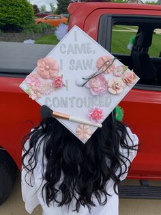 Beauty Graduation Cap, Cosmetology School Cap Ideas, Graduation Cap Designs Makeup, Esthetician Grad Cap Ideas, Licensed Esthetician Graduation Cap, Esthetician Grad Cap, Aesthetician Graduation Cap, Makeup Graduation Cap