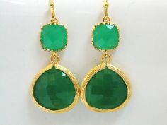 Gold Green Earrings Glass Earrings Mint Gold by mlejewelry on Etsy, $27.00 Green Faceted Earrings For Wedding, Green Faceted Earrings For Anniversary, Green Faceted Jewelry For Weddings, Green Drop Earrings For Bridesmaid Gift, Green Teardrop Jewelry For Bridesmaid Gift, Gold Green Wedding, Green Wedding Jewelry, Bridesmaid Gifts From Bride, Gray Earrings