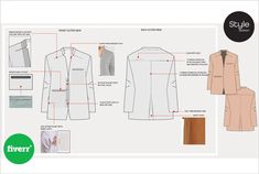 the instructions for how to wear a blazer and shirt in three different ways, including measurements