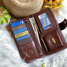 "Timeless women wallets first used in the 60's and 70's as an evolution for women accessories. Labor time: 6 hours All handcrafted one at a time by master leather artisans - 5 credit card slots - One zipper coin pocket - One real mirror - Two bill compartments - Metal magnetic clasp - One bohemian coin pocket - 7\" L x 3.5\" W (18 x 9 cm) Because items are handmade, each leather wallet will respond to coloring slightly different. Other available colors: https://www.salylimonusa.shop IMPORTANT: I Brown Wallet With Cell Phone Pocket For Daily Use, Brown Wallets With Card Slots For Daily Use, Brown Wallet With Cell Phone Pocket As Gift, Brown Wallets With Interior Card Slots For Daily Use, Brown Travel Wallet With Coin Pocket, Vintage Brown Rectangular Wallets For Daily Use, Vintage Brown Wallet For Travel, Vintage Wallets With Rfid Blocking For Daily Use, Vintage Brown Rectangular Wallet For Daily Use