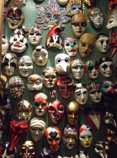 there are many different masks on display together