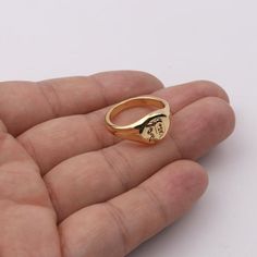 Unique gold filled initial old English signet rings. It's very difficult to make the engraving. It takes many time for craftsmen to make them dainty. Great affordable unique gifts for you and yours.- fixed size. Available for open back. US6.5 size.- inside ring diameter 17mm- tall 21.6mm- 1pc, available for different letters or popular letters. P Name, Initial P, Brass Hoop Earrings, Signet Rings, Catholic Jewelry, Brass Hoops, Old English, Boutique Shop, Raw Brass