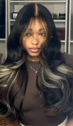 Black Buss Down Wig, Blk Hairstyles, Color Hair Ideas, Brown Braids, Silk Press Natural Hair, 360 Frontal, Creative Hair Color, Long Curly Wig