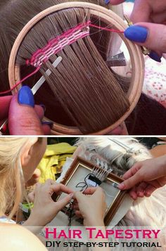 Hair Tapestry, Diy Things To Make, Tapestry Diy, Lou Teasdale, Tapestry Embroidery, Embroidery Hair, Diy Tapestry, Hair Structure, Diy Step