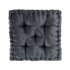 a square cushion made out of grey fabric