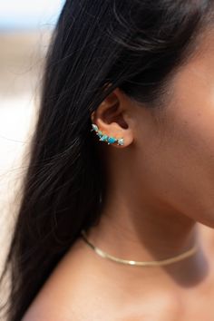 These ear climber earrings are GORGEOUS! 》D E T A I L S《 ✦ M E T A L : 18k Gold Plated ✦ S T O N E : Copper turquoise ✦ B I R T H S T O N E : December 》 O T H E R * S T O N E * O P T I O N S 《 _ Moonstone: https://www.etsy.com/listing/737399564/moonstone-ear-climber-earrings-stud?ga_search_query=ear%2Bclimber&ref=shop_items_search_3&frs=1 _ Aqua Chalcedony: https://www.etsy.com/listing/751813379/aqua-chalcedony-ear-climber-earrings?ga_search_query=ear%2Bclimber&ref=shop_items_search_ Copper And Turquoise Jewelry, Gold Ear Climbers, Ear Climber Earrings, Ear Crawler Earrings, Ear Climbers Earrings, Crawlers Earrings, Ear Climber, Ear Climbers, Everyday Gifts